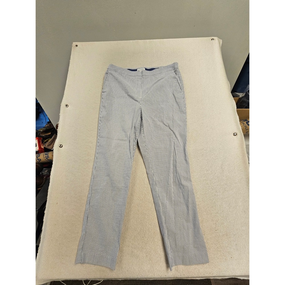 Carolina Belle Montreal Blue White Striped Pull On Slim Pants Womens Size 12